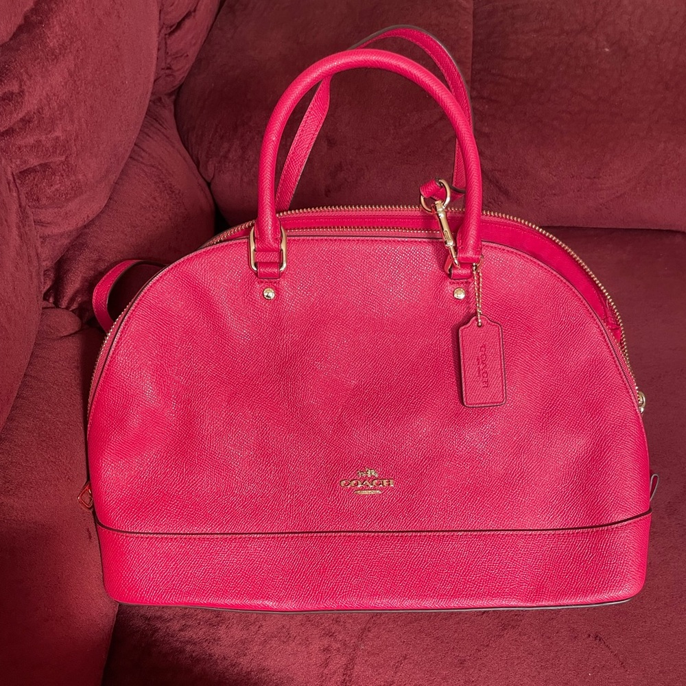 Leather Coach Satchel in Pink